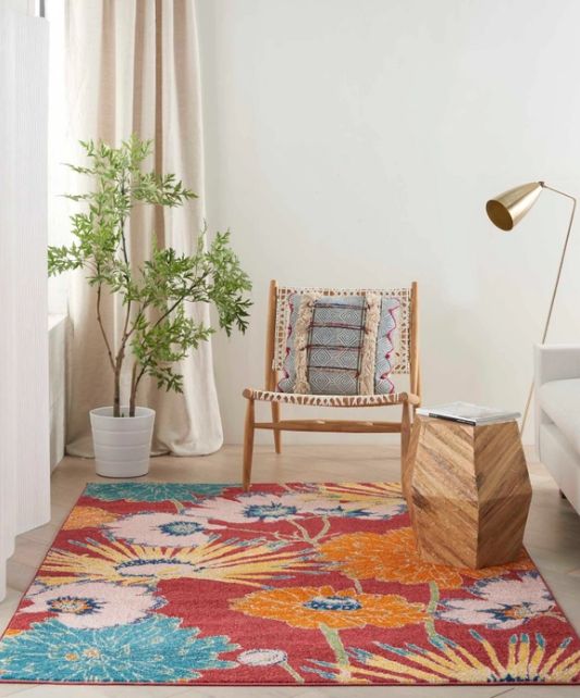 Nourison Home™ Allur Red Multicolor 5'x7' Style 4 Area Rug-1