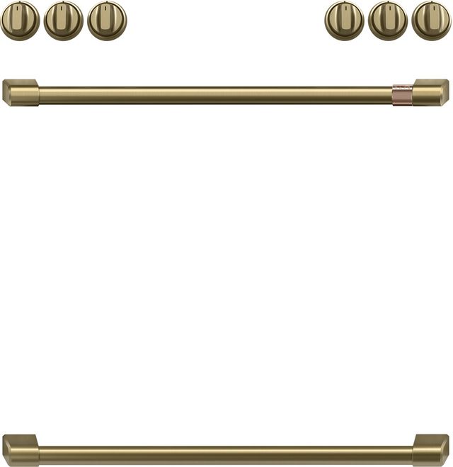 Café™ Brushed Brass Front Control Induction Knobs and Handle Kit