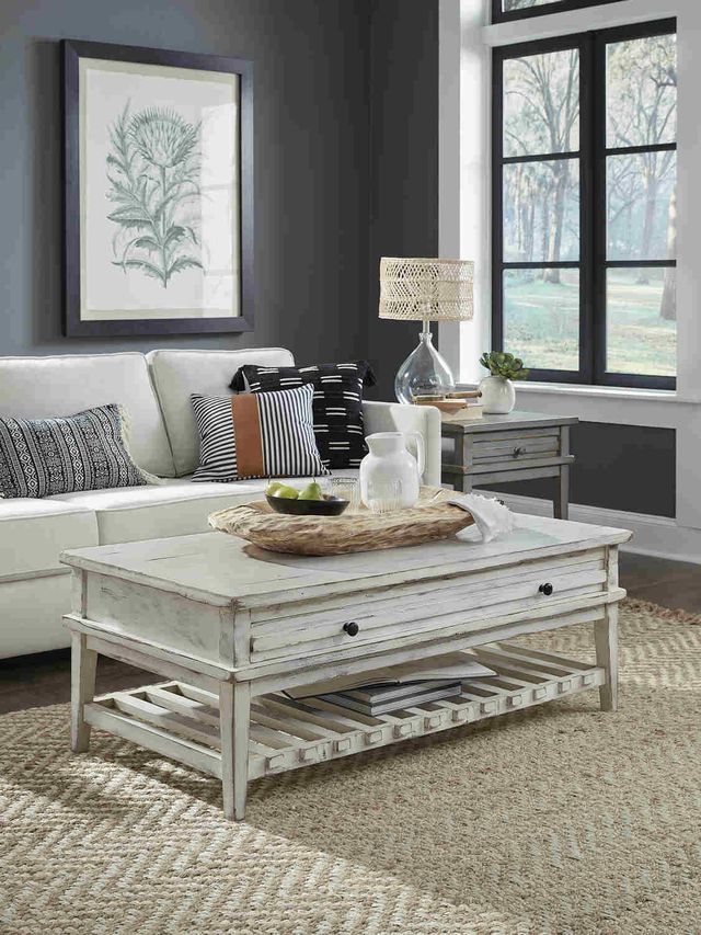 aspenhome® Reeds Farm Weathered White Cocktail Table-3