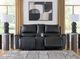 Signature Design by Ashley® Danemere Black Manual Double Reclining Loveseat with Console-5