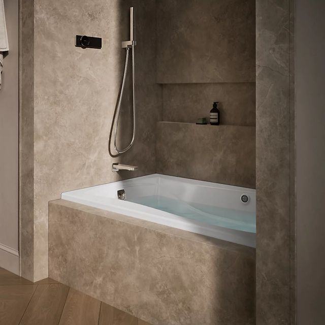 KOHLER® Mariposa® White 60" x 36" Heated Bubble Massage™ Air Bath with Bask® Heated Surface - Left Drain-1