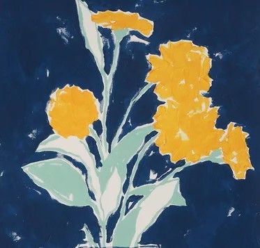 Stylecraft Sketchbook Florals Dark Blue/Dark Yellow/Light Green Wall Art-2