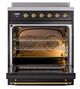 Ilve® Nostalgie II Noblesse 30'' Glossy Black Pro Style Induction Range with Brass Trim-1