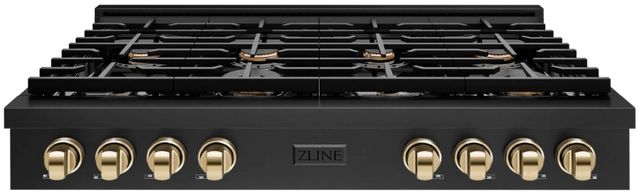 ZLINE Paramount Autograph Edition 48" Black Stainless Steel Gas Cooktop with Polished Gold Accents -0