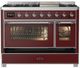 Ilve® Majestic III 48" Burgundy Pro Style Dual Fuel Natural Gas Range with Triple Glass Door and Chrome Trim-1