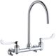 Elkay Chrome 8" Centerset Deck Mount Laminar Flow Faucet with 6" WristbladeHandle and Offset Inlets Stop-0