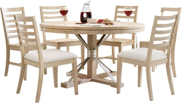 Aspenhome Maddox 7-Piece Beige Biscotti Round Dining Set Aspenhome Maddox 7-Piece Beige Biscotti Round Dining Set