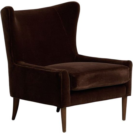 Four Hands Marlow Monte Chocolate Wing Chair-0
