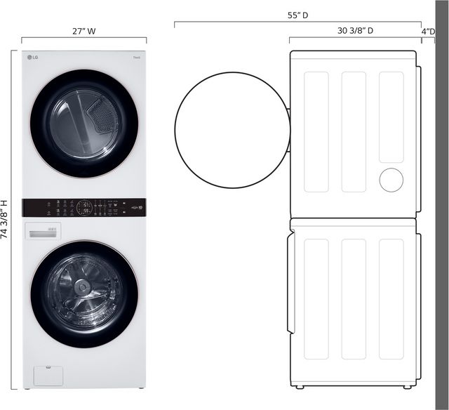 LG 4.5 Cu. Ft. Washer, 7.4 Cu. Ft. Gas Dryer White Front Load Stack Laundry-8