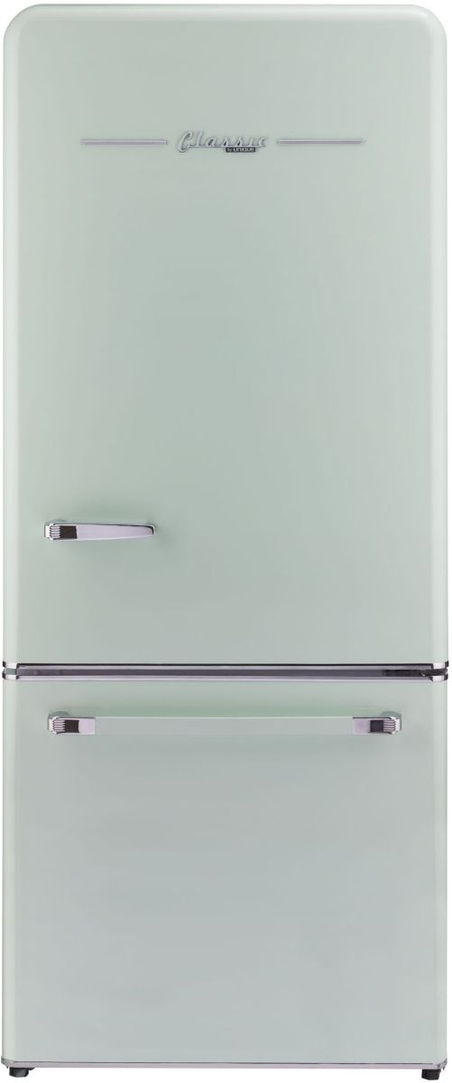 Unique® Appliances Classic Retro 24 in. 18 Cu. Ft. Summer Mint Green Bottom Freezer Refrigerator-0