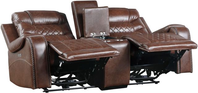 Homelegance® Putnam Brown Power Double Reclining Console Loveseat-3