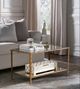 Chelsea House Carson Glass Top Cocktail Table with Antique Gold Leaf Frame and Mirrored Bottom Shelf-1