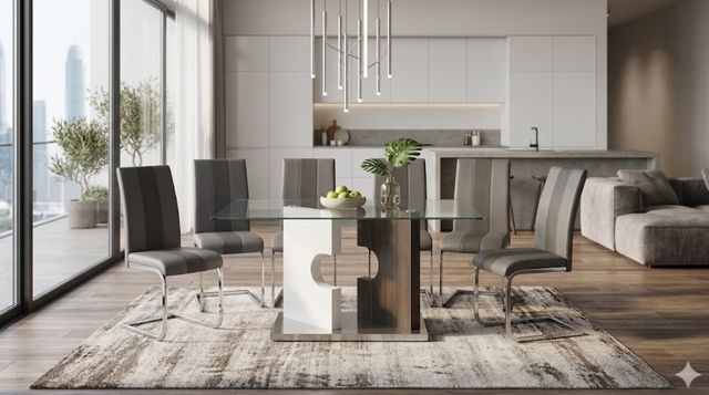 Global Furniture USA D219DT 7-Piece Gray Dining Set-1