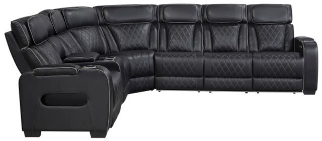 Homelegance® Fairway 3-Piece Black Power Reclining Sectional with Left Side Console-2