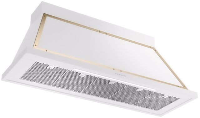 Ilve® Nostalgie II Noblesse 60" White Wall Mounted Range Hood with Brass Trim-1