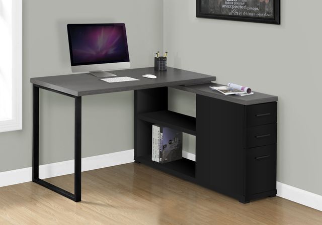 Monarch Specialties Inc. Black with Grey Top Left/Right Facing Corner Computer Desk-1