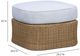 TOV Furniture Axel Blue/Brown Aluminum/Boucle/Wicker Outdoor Ottoman-1