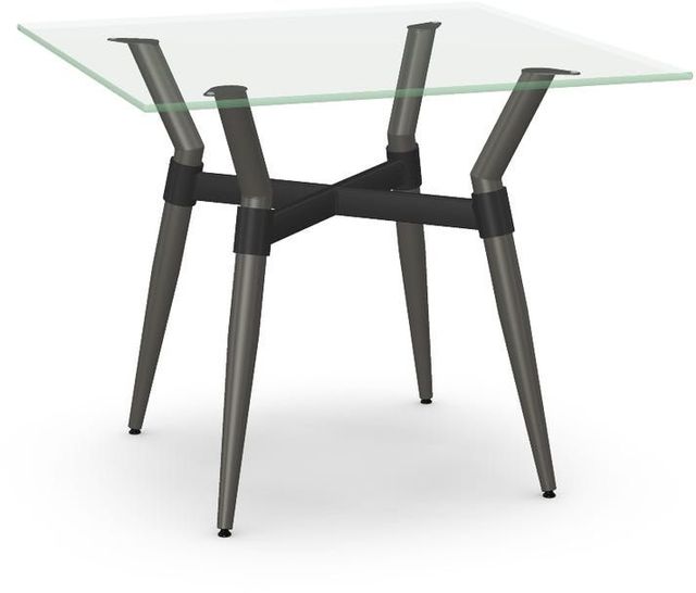 Amisco Customizable Link Glass Top 29.5" Square Table with Steel Legs-0