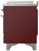 Ilve® Majestic III 48" Burgundy Pro Style Dual Fuel Natural Gas Range with French Top and Chrome Trim-3