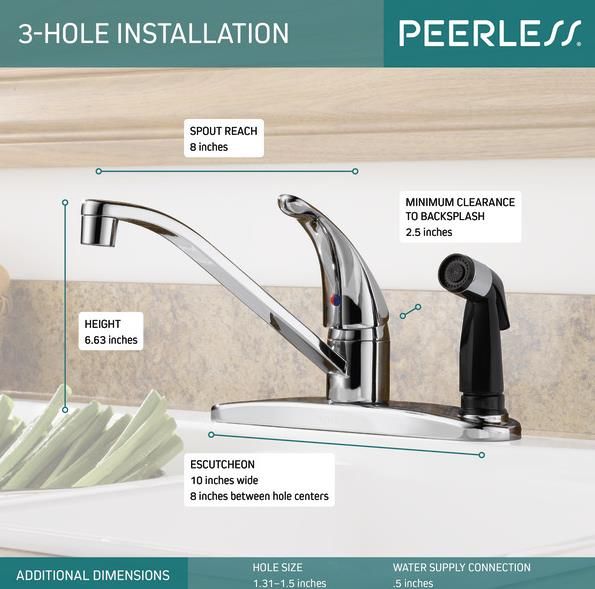 Peerless Core Chrome 6" Single Handle Kitchen Faucet-3