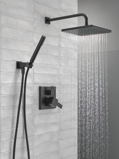 Delta Modern Monitor® 14 Series Matte Black Shower with Raincan, Hand Shower and Rough Valve-4