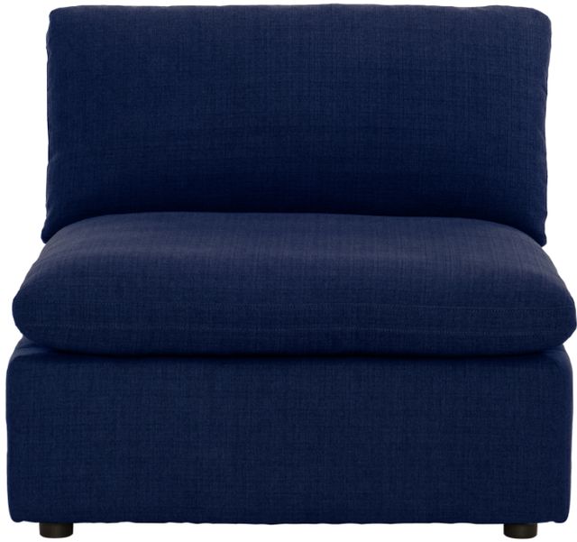 Mazin Furniture Howerton 5-Piece Blue Modular Sectional with 3 Pillows and  Right Side Ottoman Chaise-2