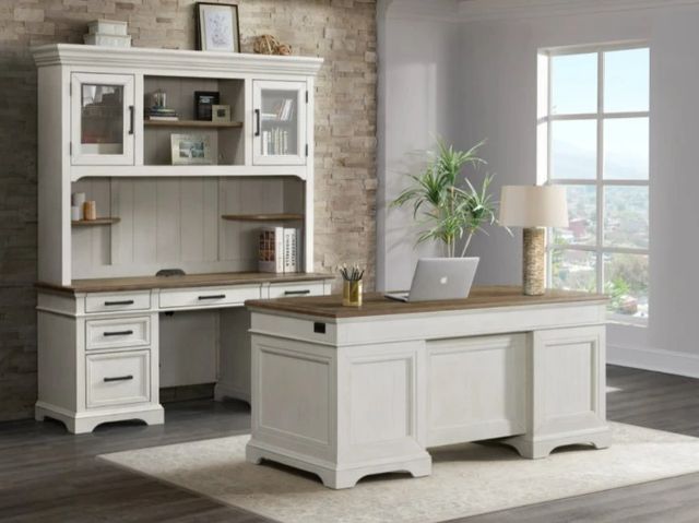 Intercon Drake French Oak/Rustic Gray Executive Desk-1