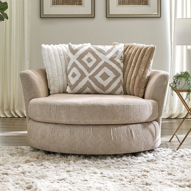 Furniture of America® Loughlin Light Brown Swivel Chair-1