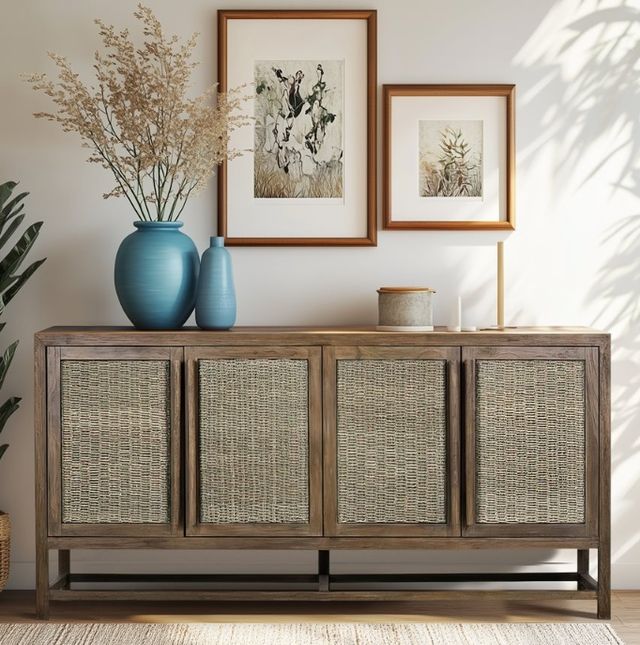 YHD Thalassia Brown/Soft Gray 4-Door Large Cabinet-1