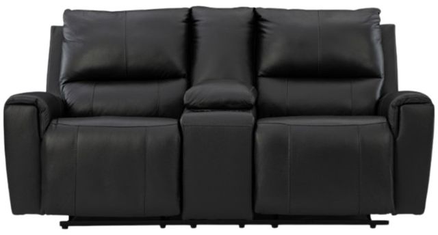 Signature Design by Ashley® Glossmore Black Manual Reclining Loveseat with Console-2