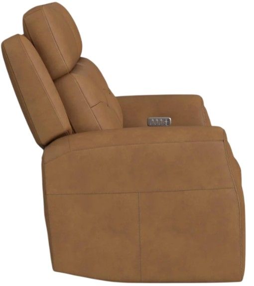 Flexsteel® Felix Toasted Almond Leather Power Reclining Loveseat with Power Headrest and Lumbar-4