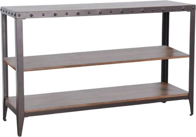 Sunny Designs™ San Diego Antique Brown Sofa Table with Dark Gray Base -0
