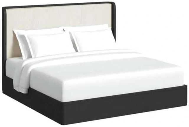 Elements International Rosalie Black/Gray Upholstered King Panel Bed-0