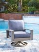 Signature Design by Ashley® Half Moon Beach Blue/Gray Fabric/Wicker Outdoor Swivel Lounge-1