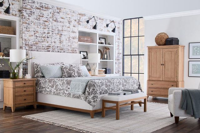 Legacy Classic Today's Traditions Natural Hickory/Porcelain King Upholstered Panel Bed-1