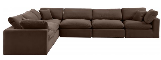 Meridian Furniture Comfy 6-Piece Brown Velvet Sectional-1