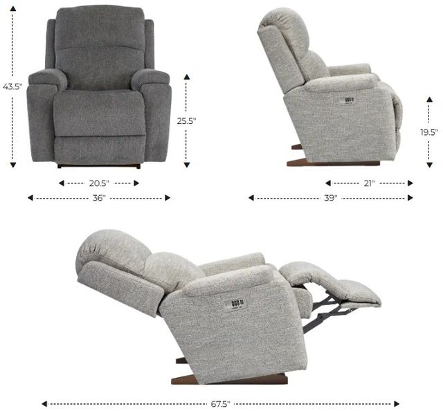 La-Z-Boy® Dorian Mineral Leather Power Rocking Recliner with Headrest-2
