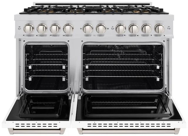 ZLINE 48" 6.7 cu. ft. Dual Fuel Range with 8 Burner DuoPro™ Cooktop and Dual Ovens with White Matte Doors -1