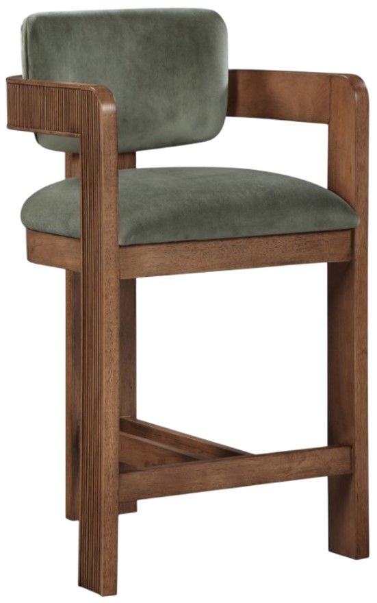 Meridian Furniture Sacha Green/Brown Upholstered Counter Stool-0