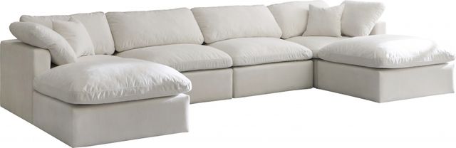 Meridian Furniture Plush 6-Piece Cream Modular Sectional with Ottoman-0