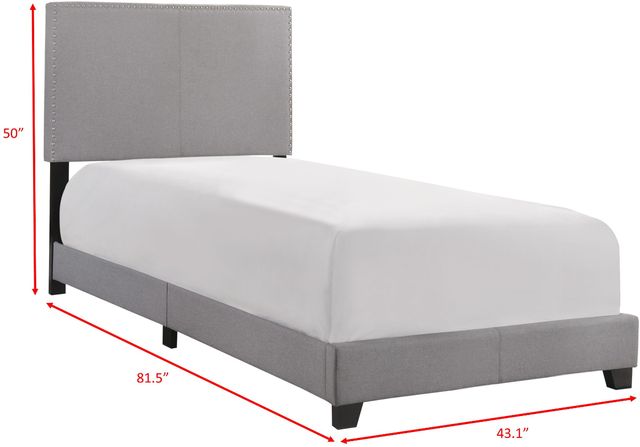 Crown Mark Erin Gray Upholstered Panel Twin Bed-2