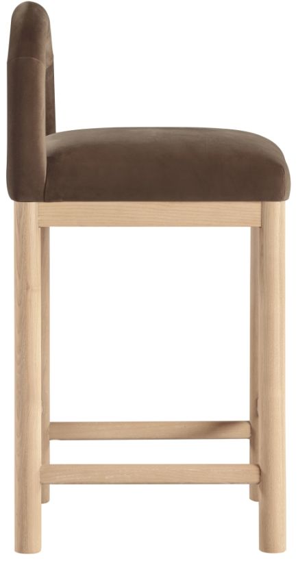 Meridian Furniture Conrad Brown/Natural Velvet Upholstered Counter Stool-2