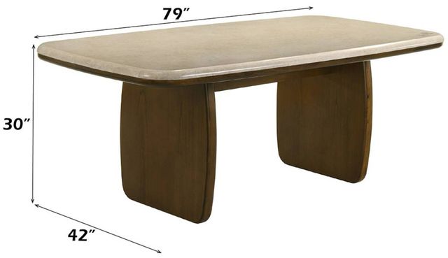 ACME Furniture Kasha Natural Marble Top Dining Table with Vintage Oak Base-2