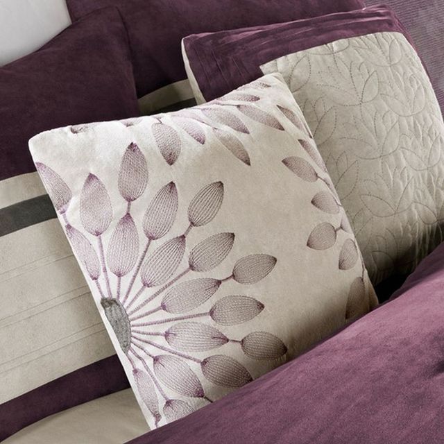 Olliix by Madison Park Purple Queen Palmer 7 Piece Comforter Set-2