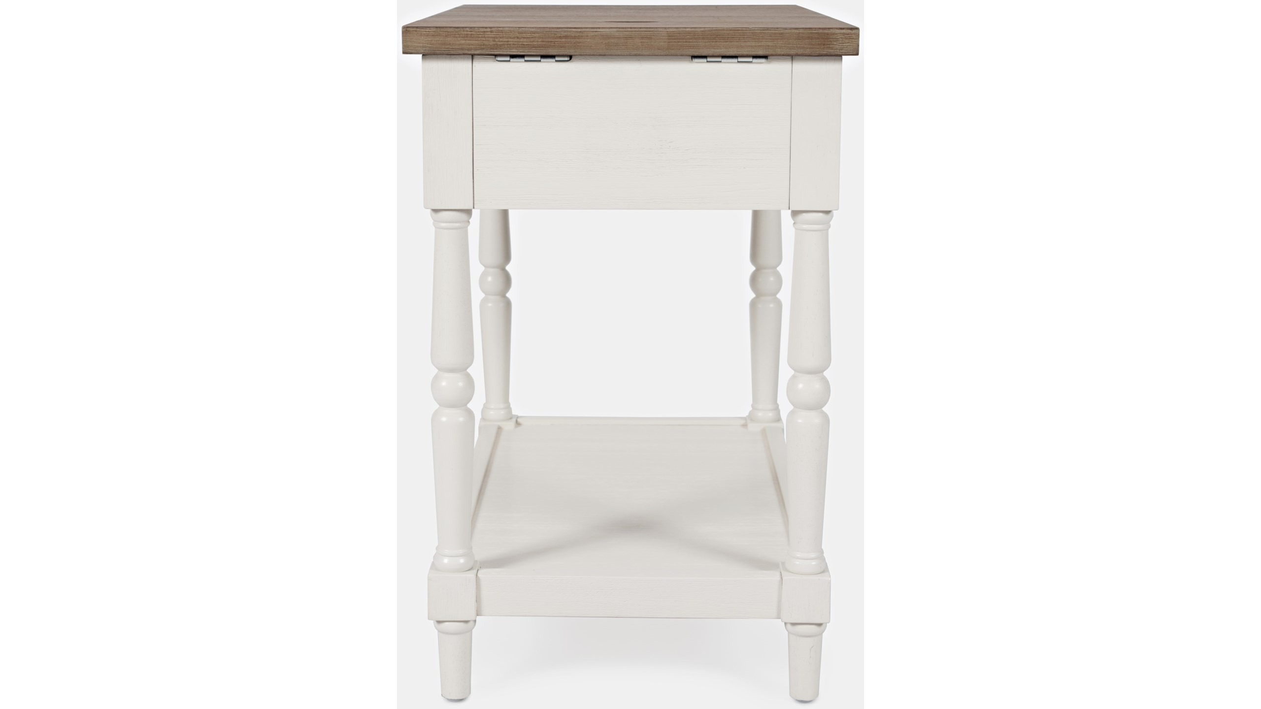 Jofran Grafton Farms Brown Power Chairside Table with Antique