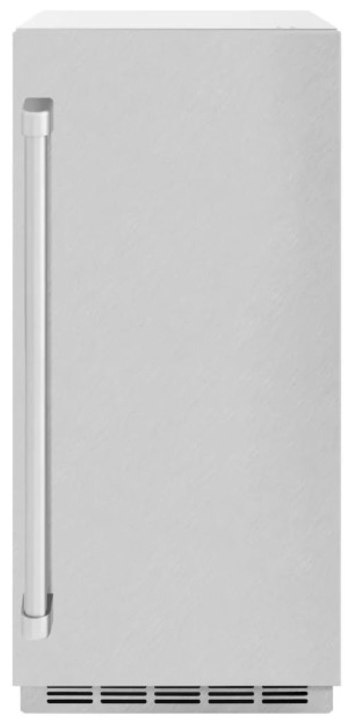 ZLINE Touchstone 15" 75 lbs. Satin Stainless Steel Door Clear Cube Ice Maker with Drain Pump-0