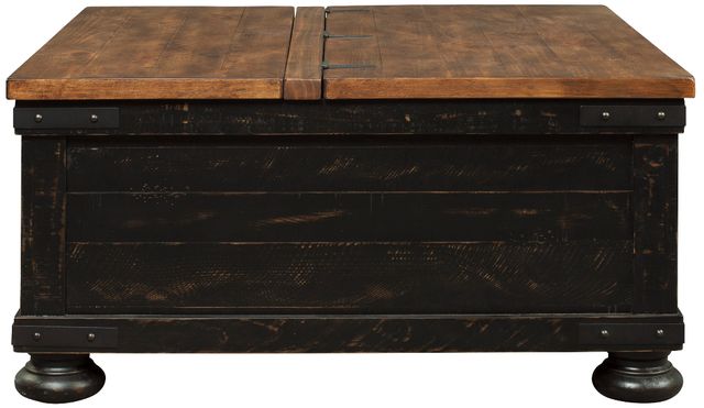 Signature Design by Ashley® Valebeck Light Brown Square Lift Top Coffee Table with Rustic Black Base-2