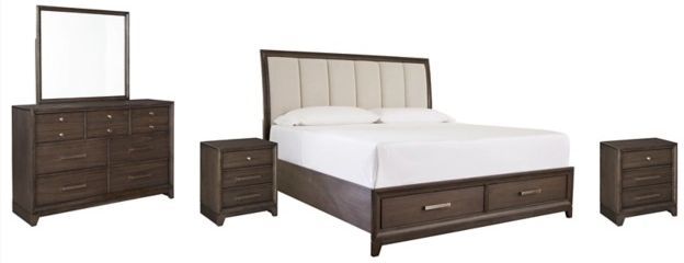 Signature Design by Ashley® Brueban 4-Piece Brown King Panel Storage Bed Set-1