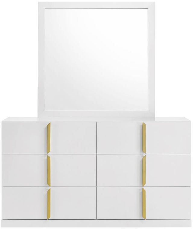 Coaster® Ines White High Gloss Bedroom Dresser with Mirror-1