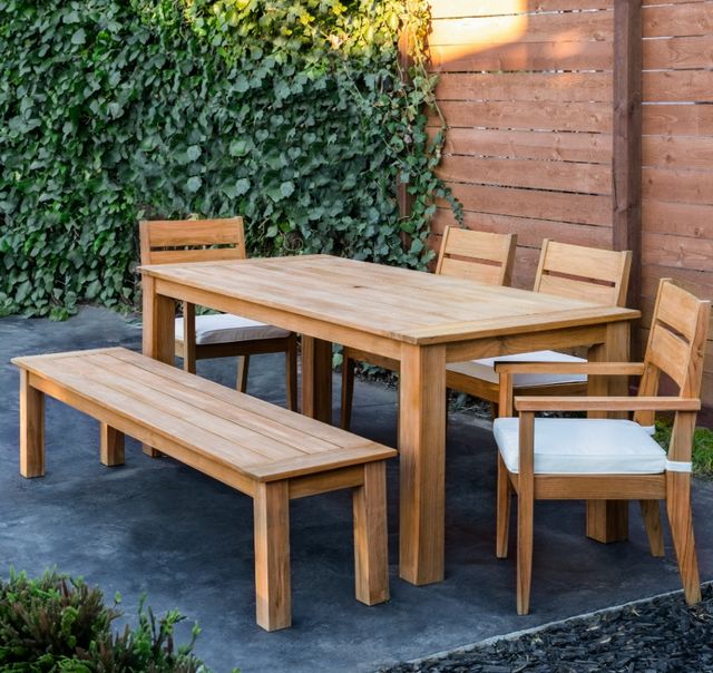 Linon Cannon 6-Piece Natural Wooden Outdoor Dinig Set-1